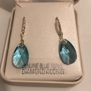 Genuine blue topaz earrings